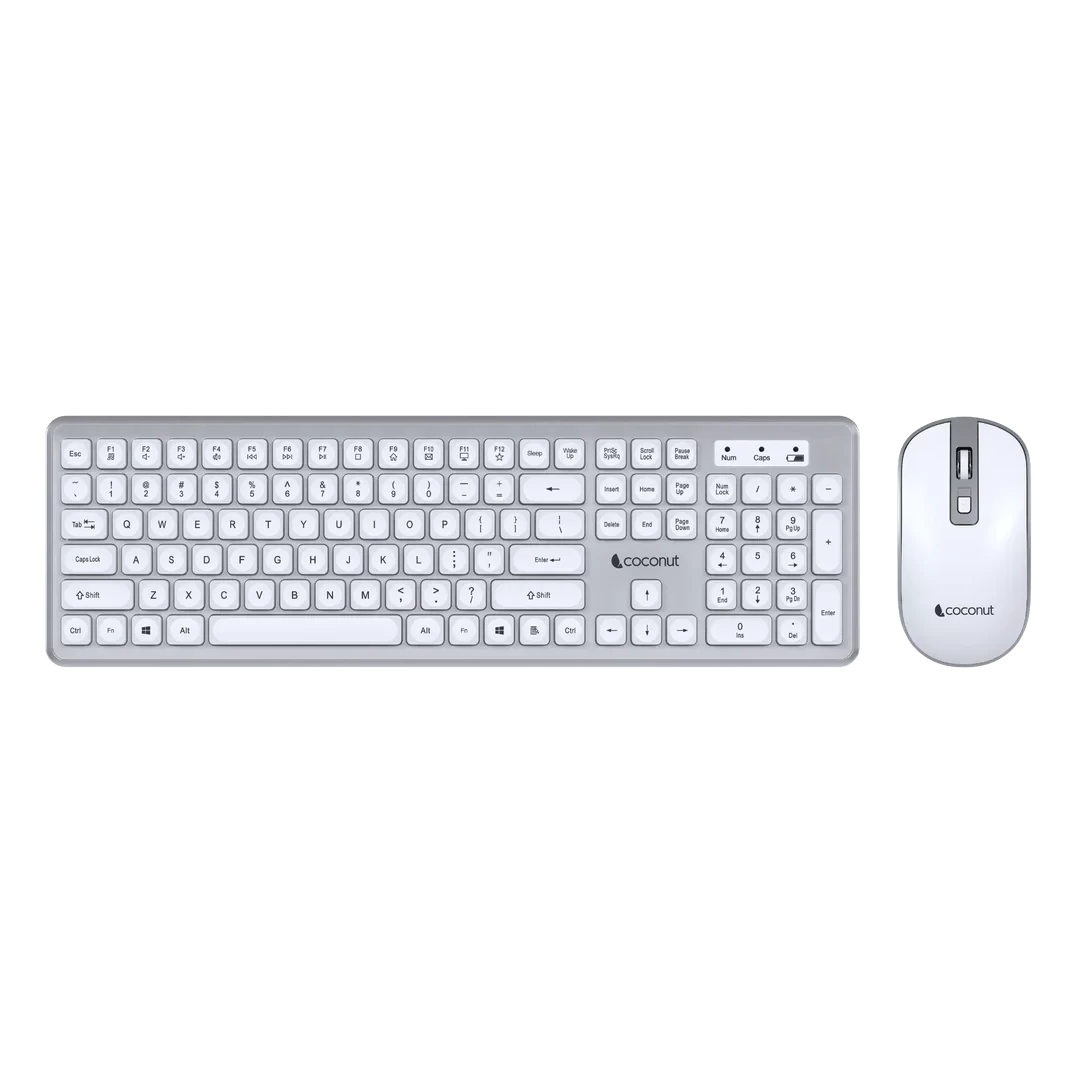 Coconut Wireless Keyboard Mouse Combo Admire - White